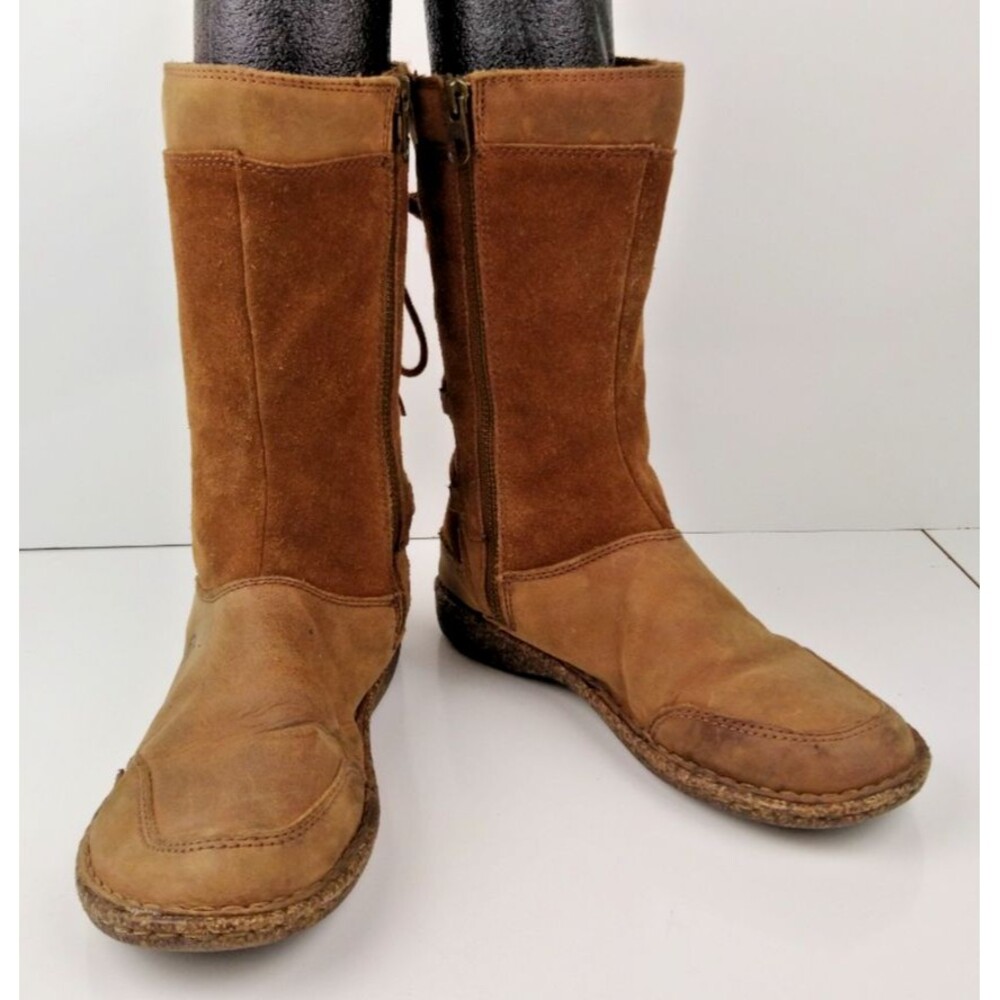 Born Bailie Mid Calf Leather Lace Back Moccasin Boots Size 4